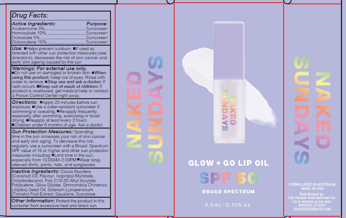Pill image for Naked Sundays Glow + Go Lip Oil Spf50 Broad Spectrum Coco Clear