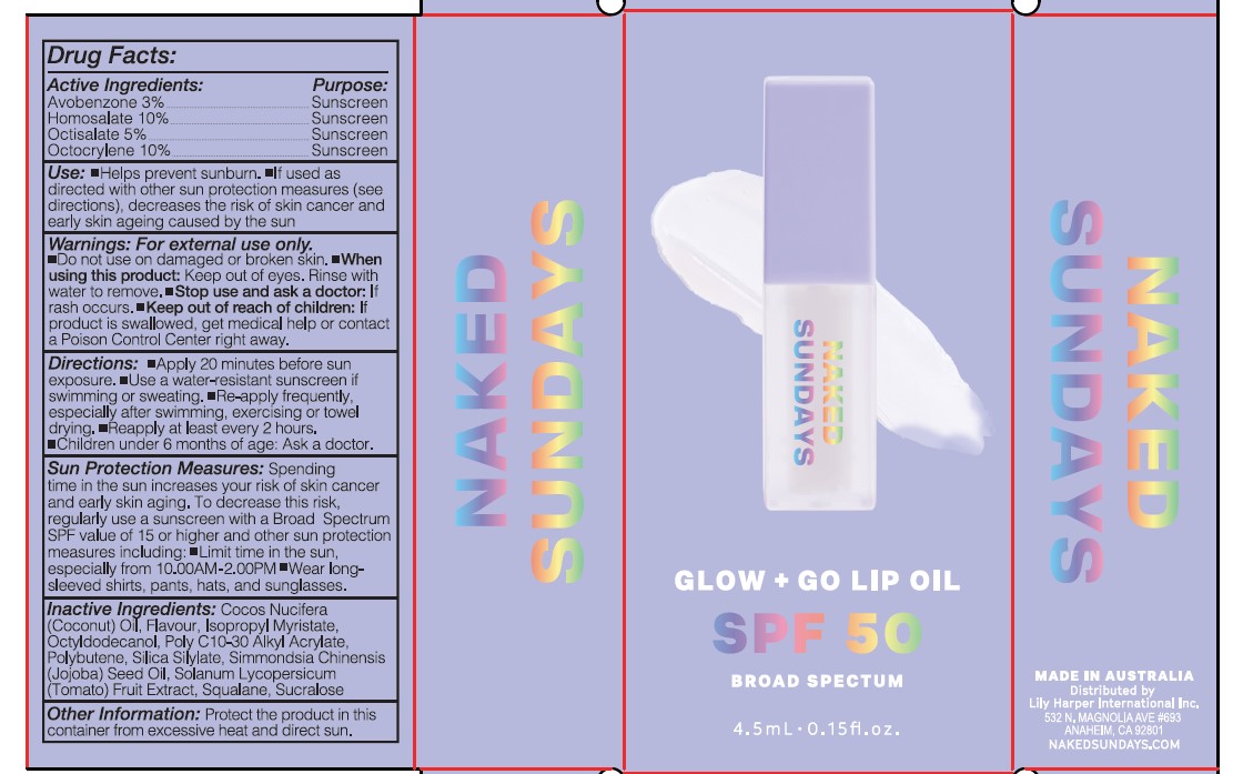 Pill image for Naked Sundays Glow + Go Lip Oil Spf50 Broad Spectrum Coco Clear