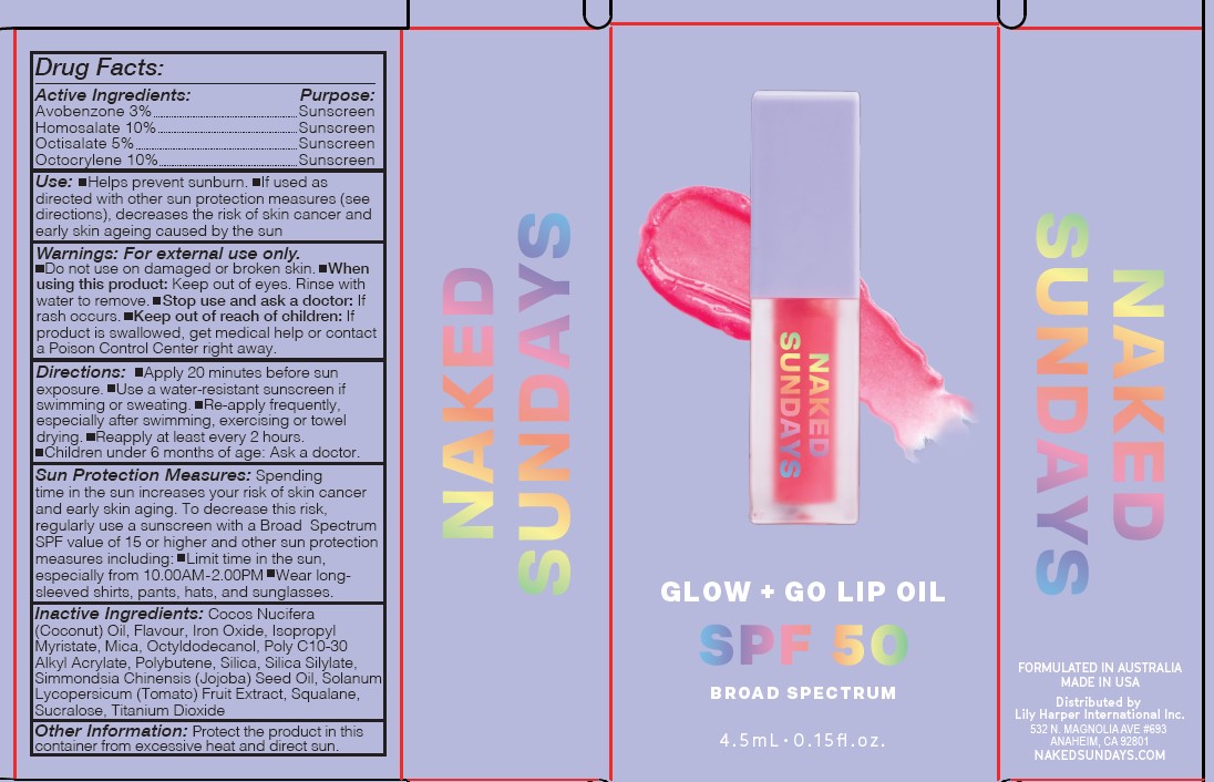 Pill image for Naked Sundays Glow + Go Lip Oil Spf50 Broad Spectrum Watermelon