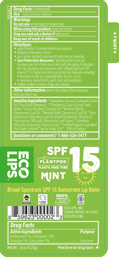 Pill image for 00002 Eco Lips Plant Pod Lip Balm Mint Spf 15