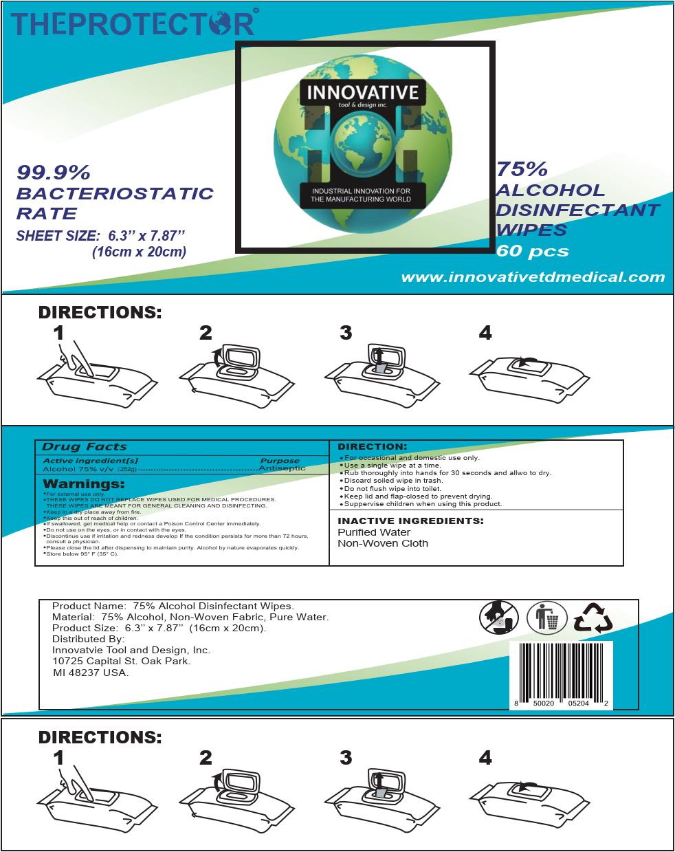 Pill image for innovative wipes, 75% alcohol, 60pcs