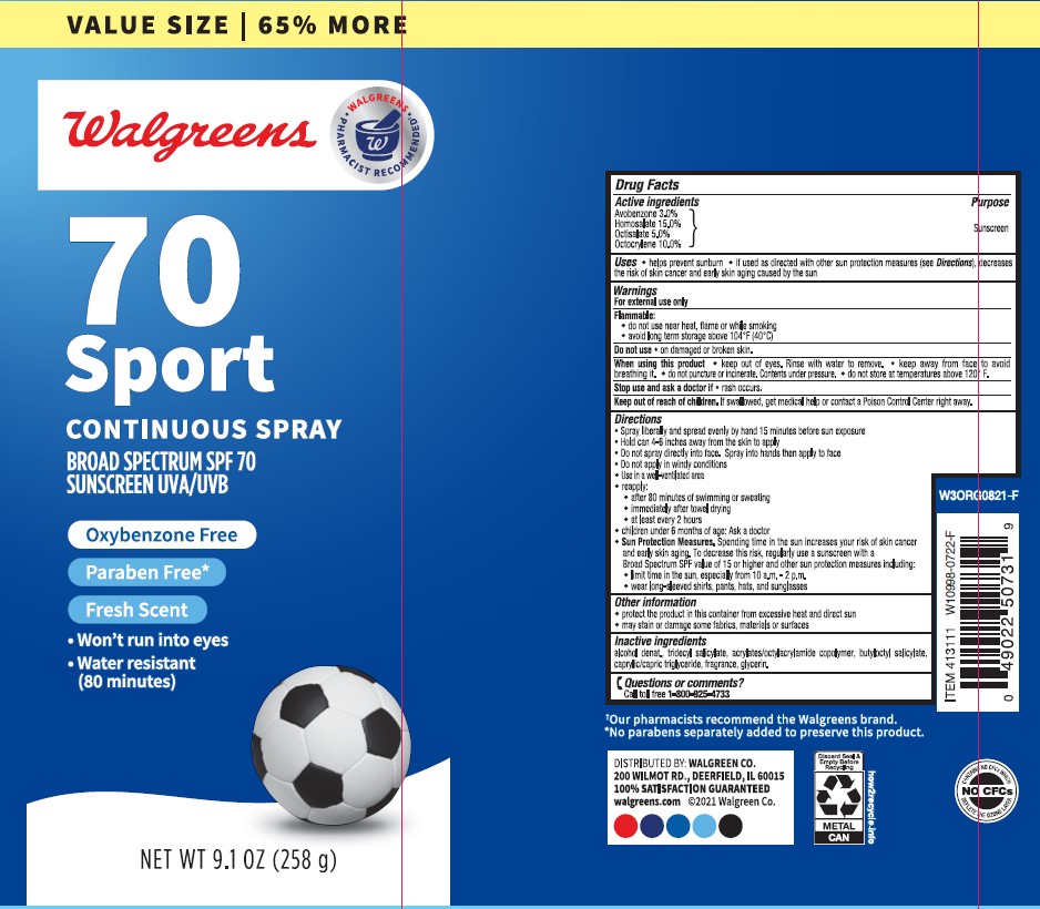 Pill image for Walgreens Spf 70 Sport Continuous Spray