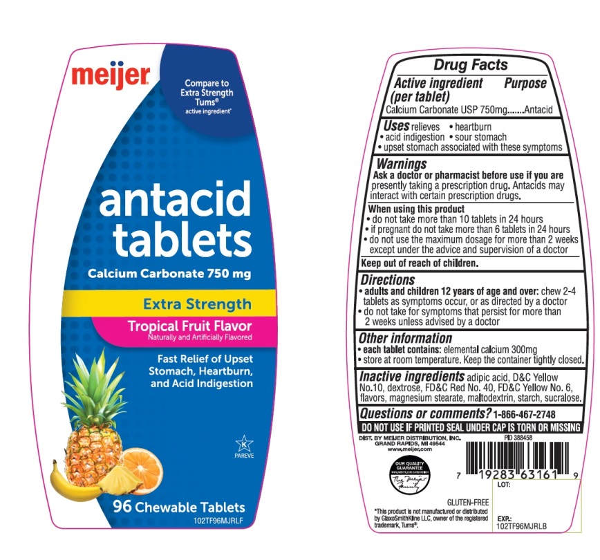 Pill image for Meijer Extra Strength Tropical Fruit Antacid 96 Tabs Drug Facts