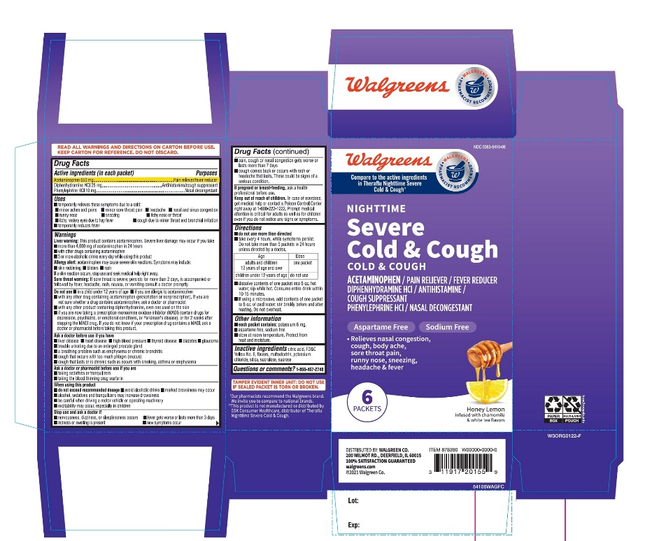 Pill image for Walgreens Nighttime Wal-flu Severe Cold And Cough Honey Lemon 6 Packets