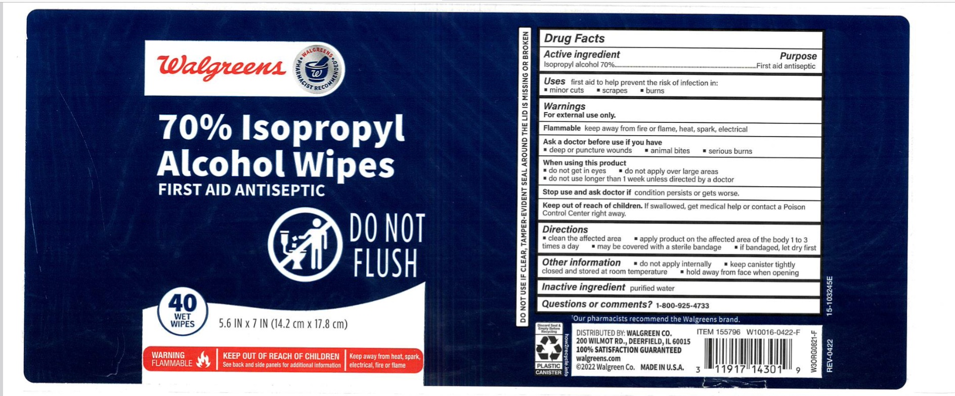 Pill image for Walgreens 70% Isopropyl Alcohol Wipes
