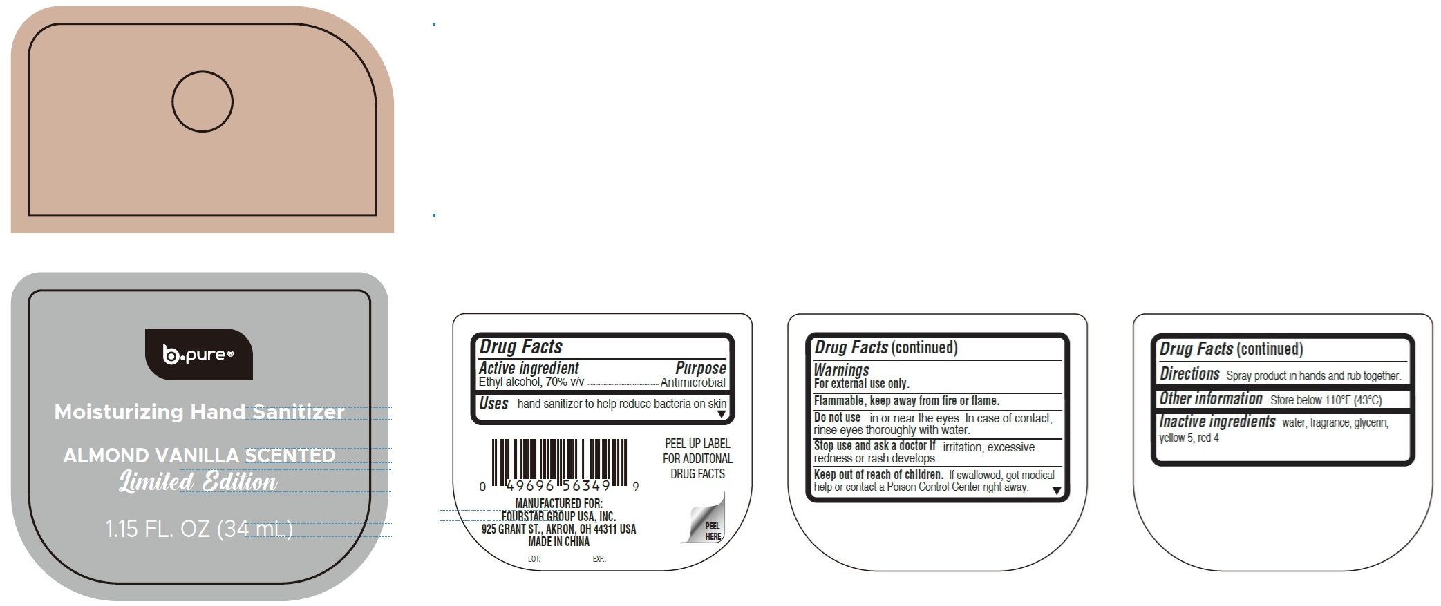 Pill image for B-pure Moisturizing Hand Sanitizer, Almond Vanilla Scented