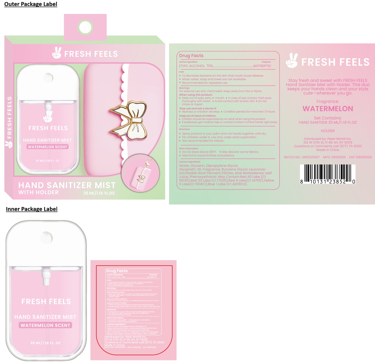 Pill image for Fresh Feels Hand Sanitizer Mist With Holder watermelon Scent