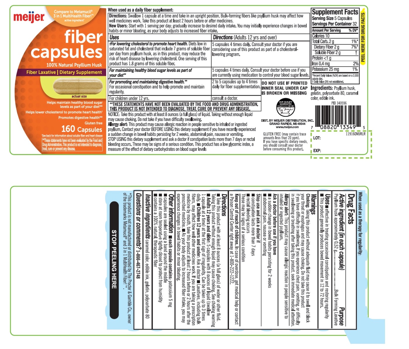 Pill image for Meijer Fiber Capsules Natural Psyllium Husk