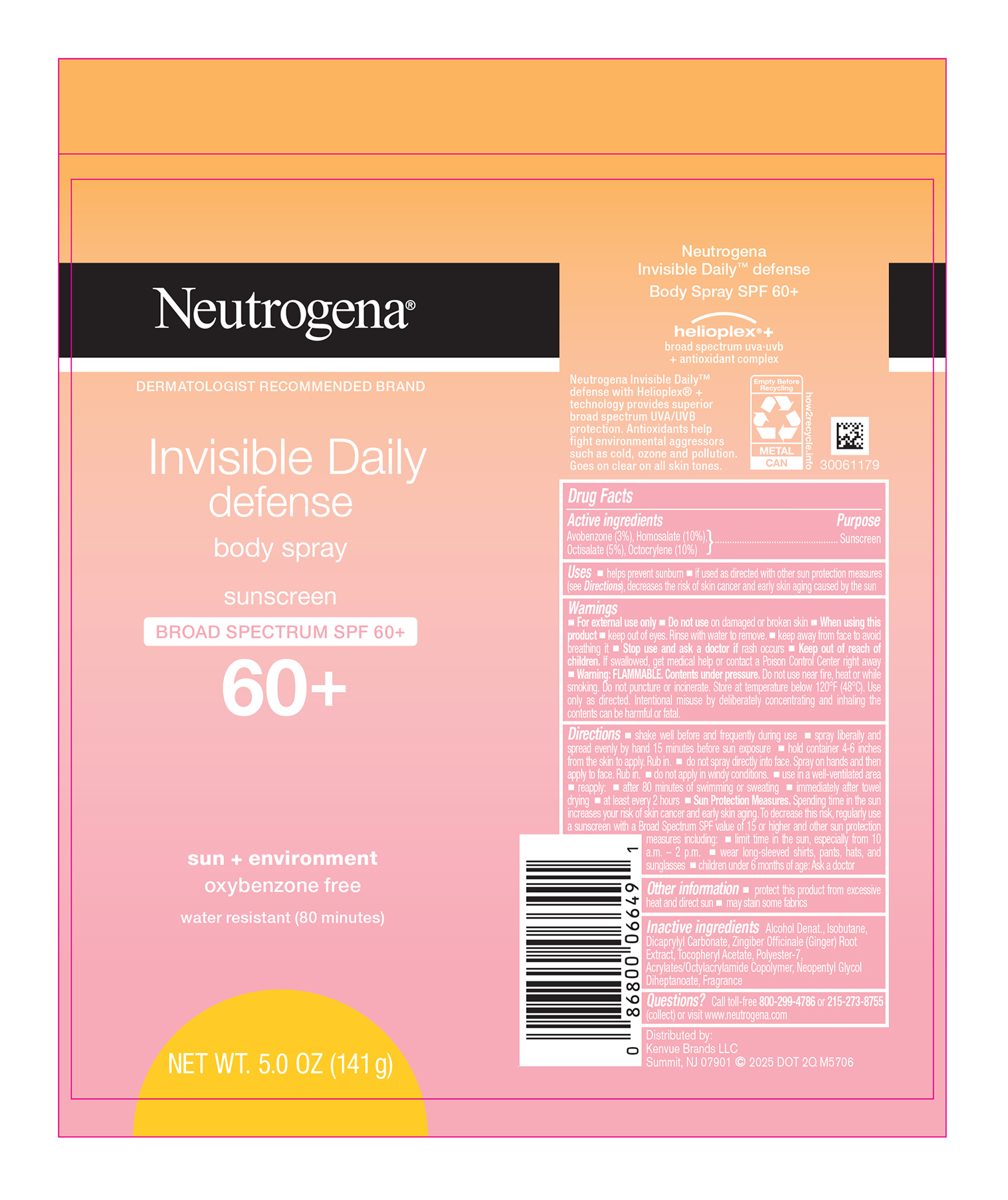 Pill image for neutrogena invisible daily defense sunscreen body spray spf 60+