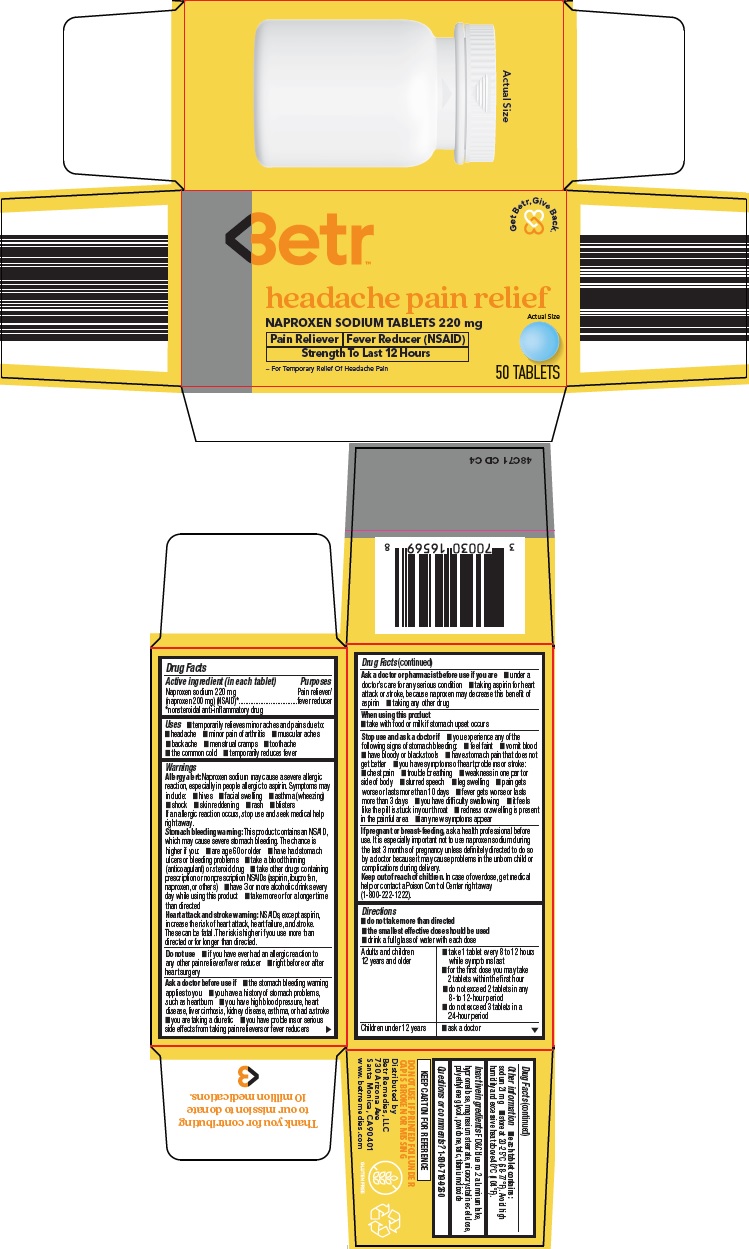 Pill image for Live Betr Llc Headache Pain Relief Drug Facts