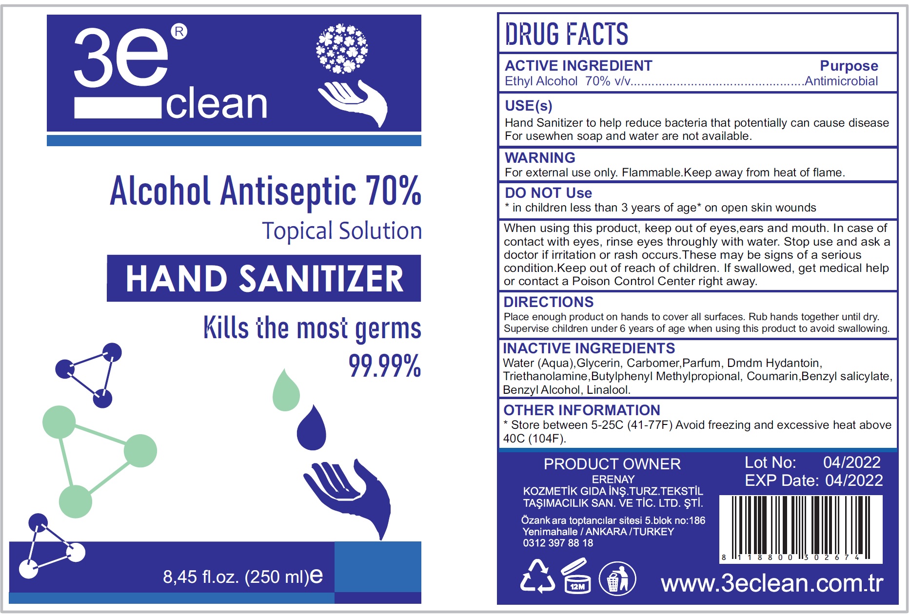Pill image for 3e Clean Hand Sanitizer