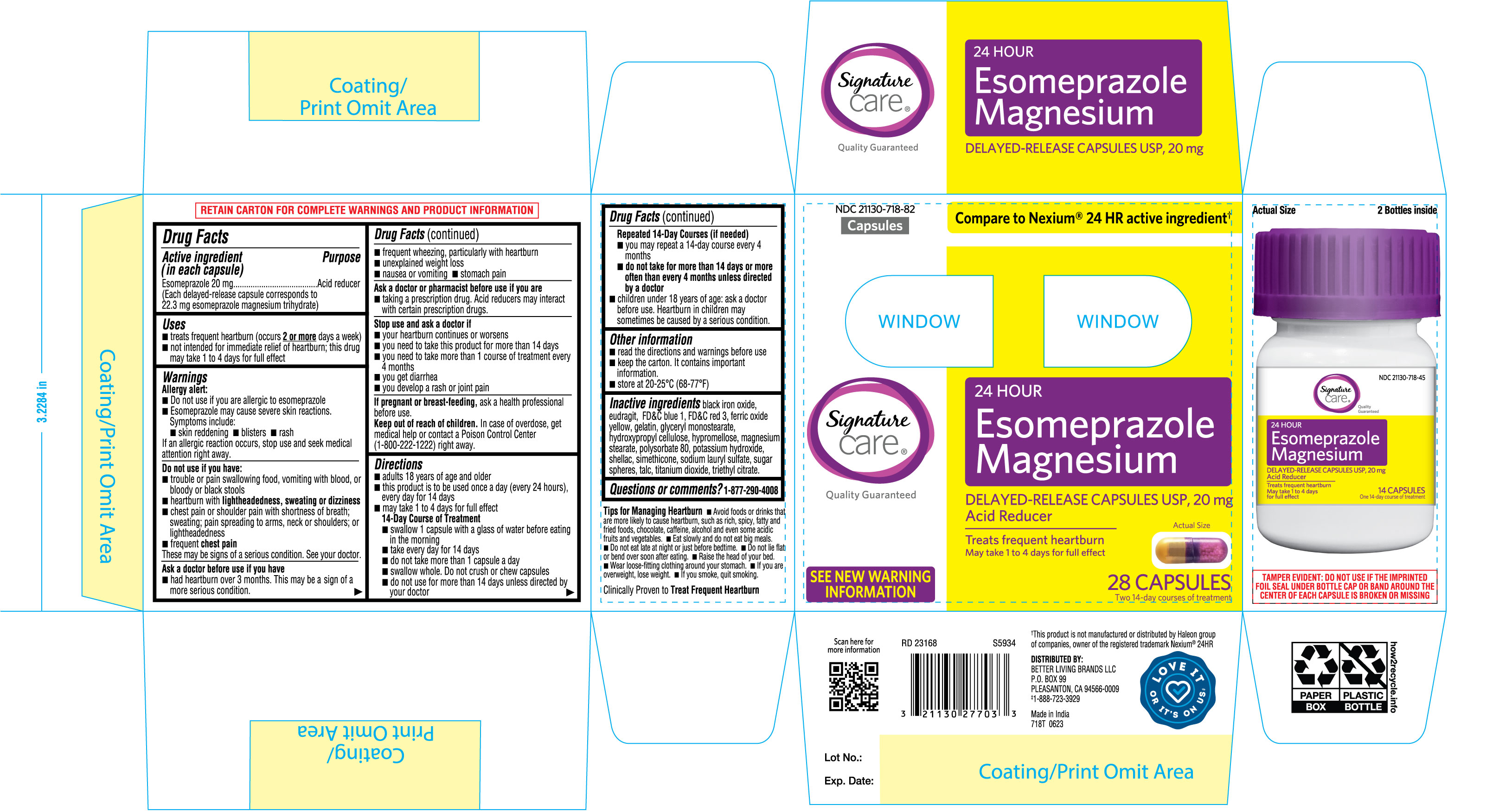 Pill image for 718t_albertsons_21130-718_esomeprazole Magnesium Delayed Release Capsules Usp, 20mg