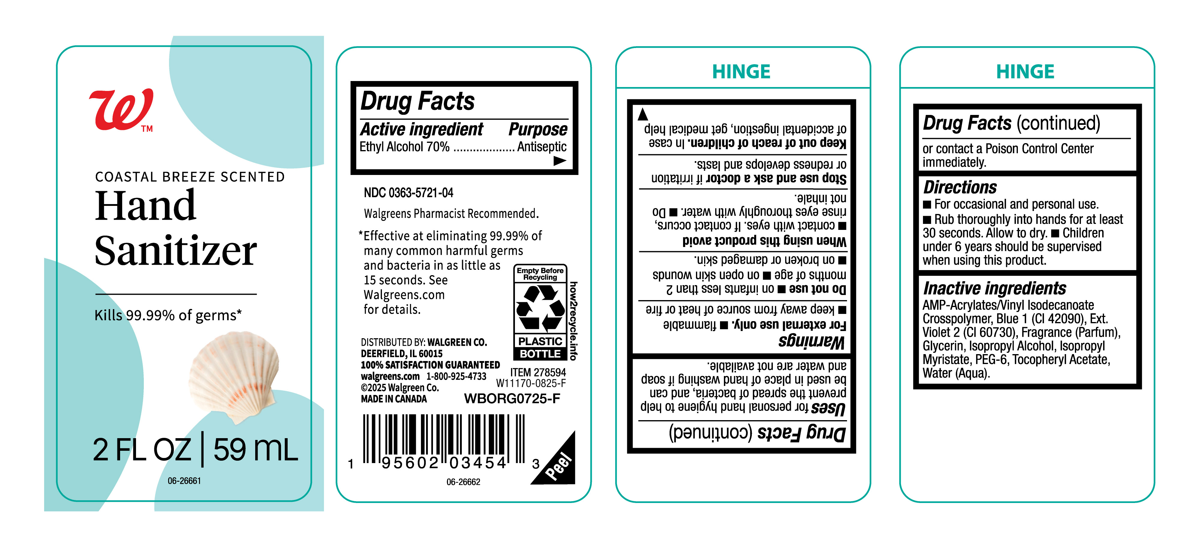 Pill image for Ndc- 0363-5721-04, Walgreens Hand Sanitizer.
