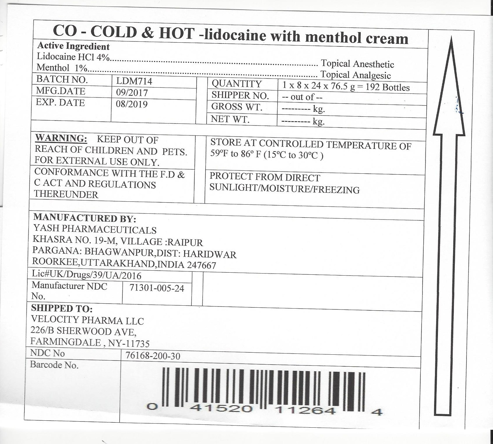 Pill image for Hot And Cold Cream With Lidocaine- Careone