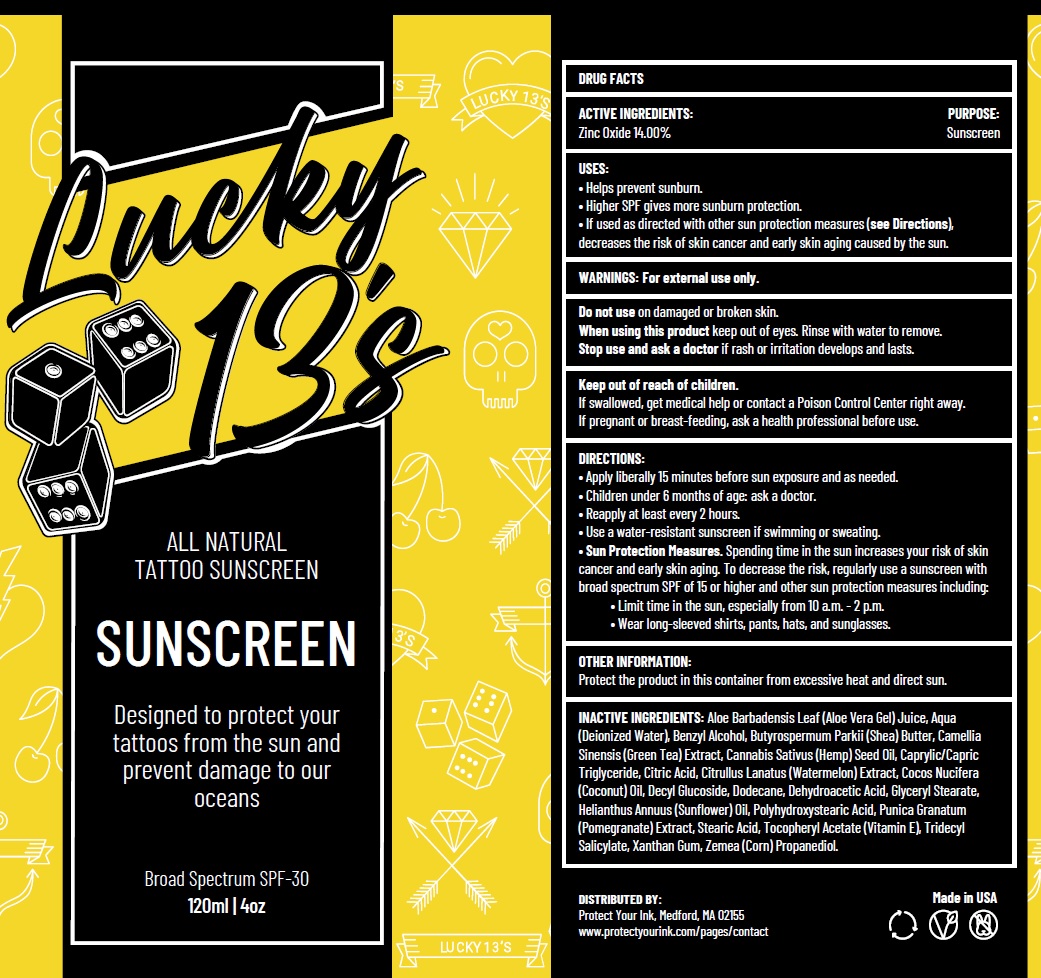 Pill image for lucky 13s all natural tattoo sunscreen spf-30