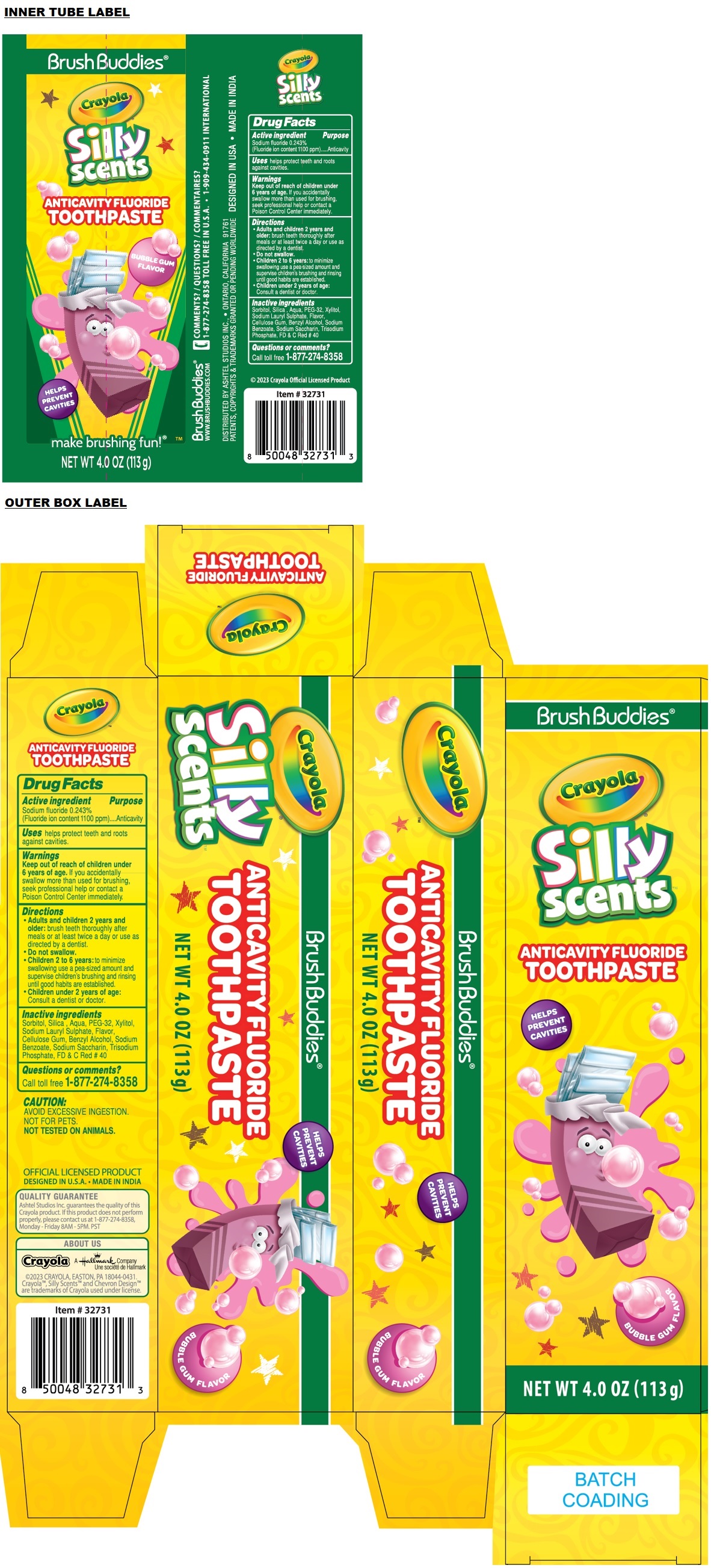 Pill image for crayola anticavity fluoride toothpaste - bubble gum flavor
