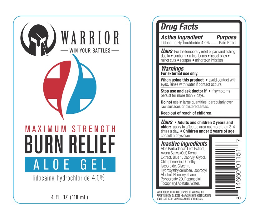 Pill image for Warrior Burn Relief Aloe Gel, 4% Lidocaine Hcl
