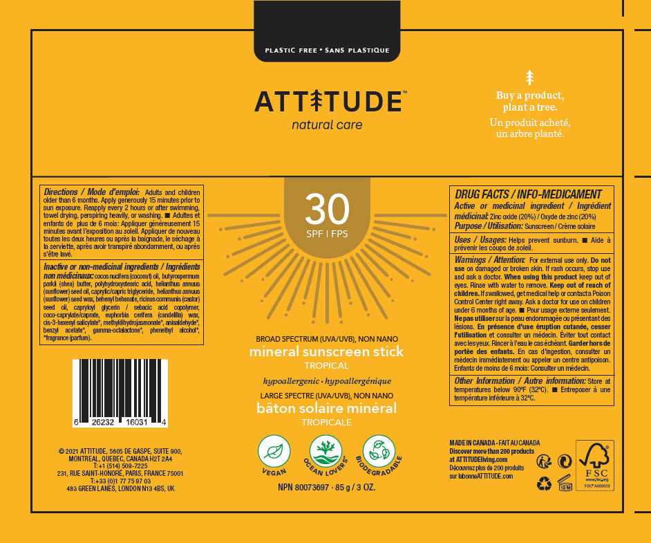 Pill image for Attitude Mineral Sunscreen Stick Tropical Spf 30