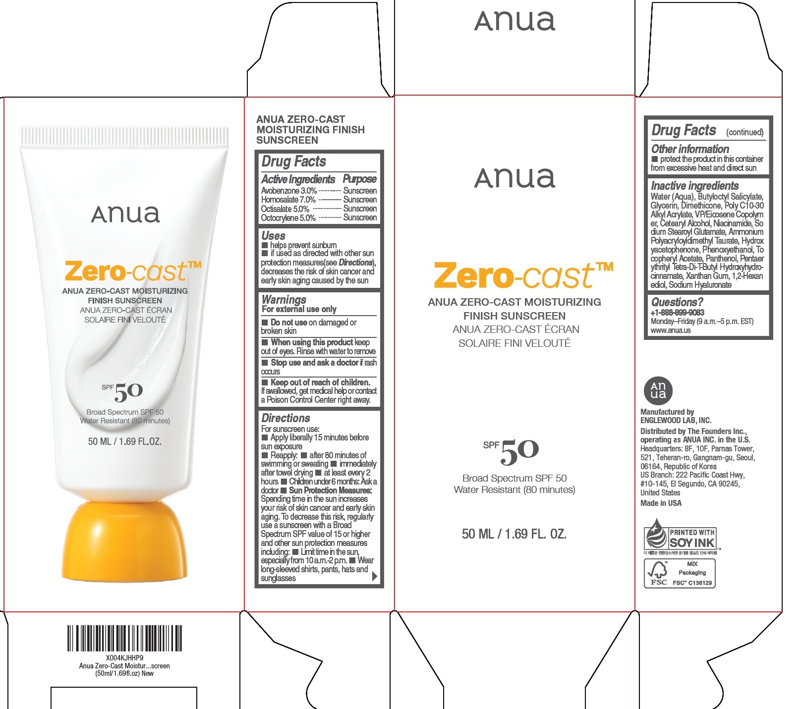 Pill image for anua zero-cast moisturizing finish sunscreen spf 50