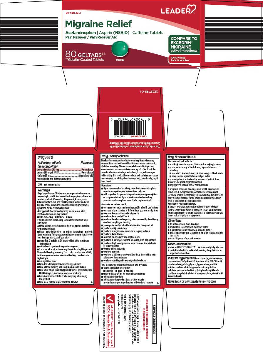 Pill image for Cardinal Health Migraine Relief Drug Facts