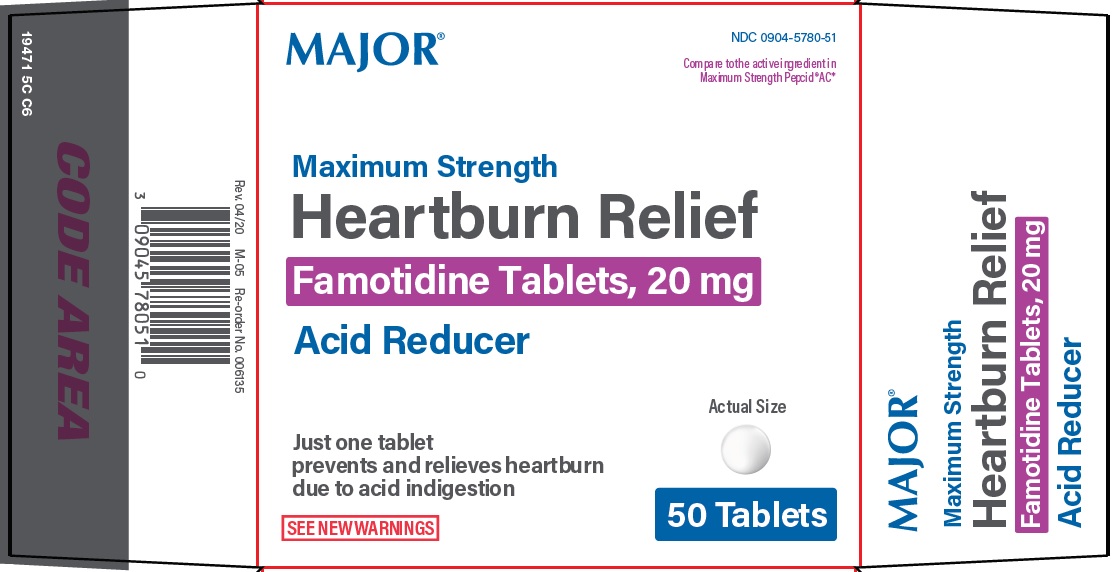 Pill image for Major Pharmaceuticals Heartburn Relief Drug Facts