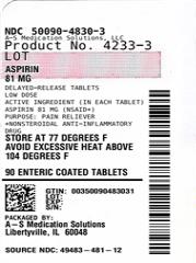 Pill image for 481r Tcl 49483-481 Aspirin 81mg Delayed Release Tablets