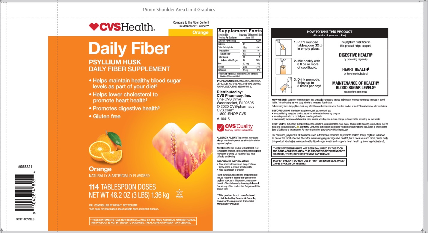 Pill image for Cvs Health Natural Daily Fiber 100% Natural Psyllium Husk Orange Flavor 114 Tablespoons