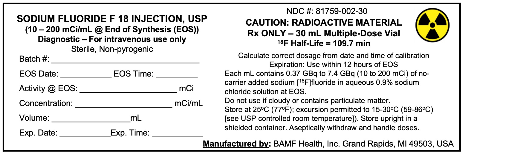 Pill image for These Highlights Do Not Include All The Information Needed To Use Sodium Fluoride F 18 Injection Safely And Effectively. See Full Prescribing Information For Sodium Fluoride F 18 Injection.