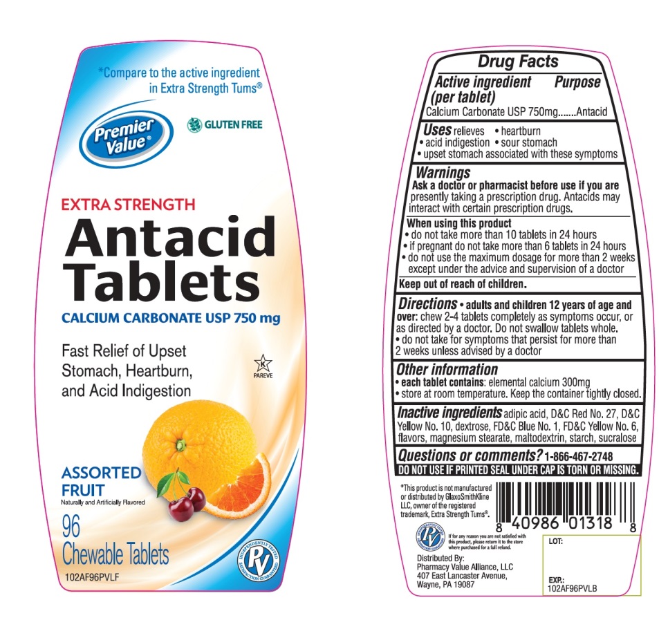 Pill image for Premier Value Extra Strength Antacid Tablets Drug Facts