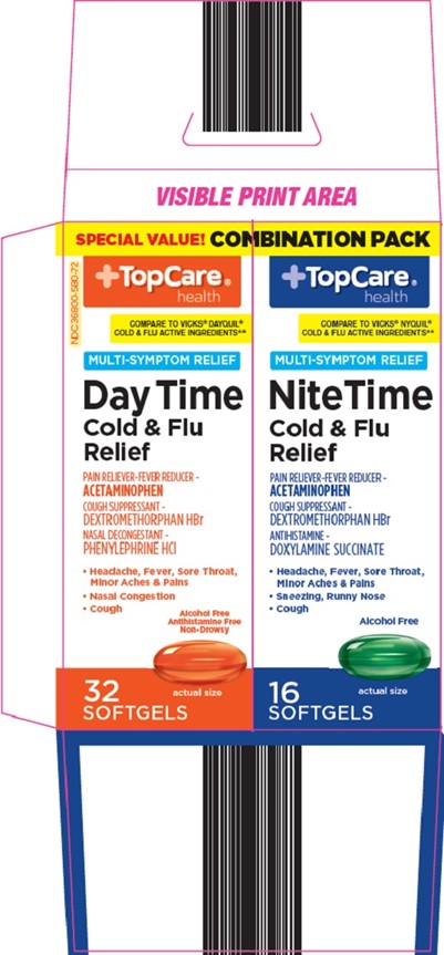 Pill image for Topco Associates Llc. Nite Time Day Time Cold & Flu Drug Facts