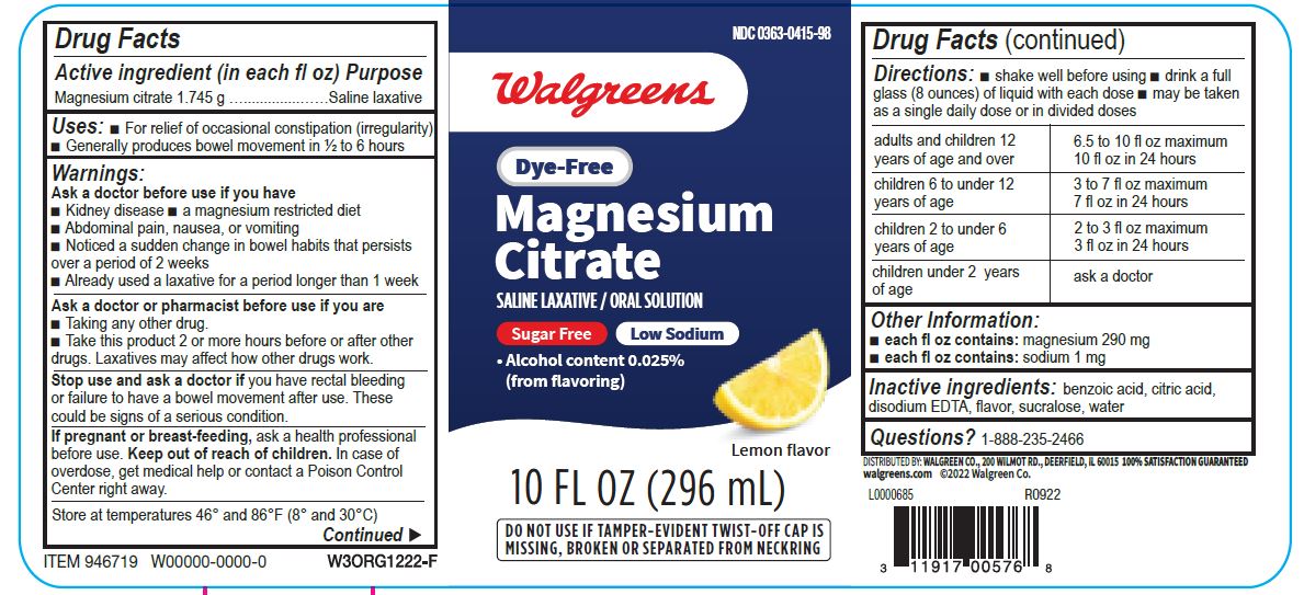 Pill image for Walgreens Magnesium Citrate Oral Solution - Lemon