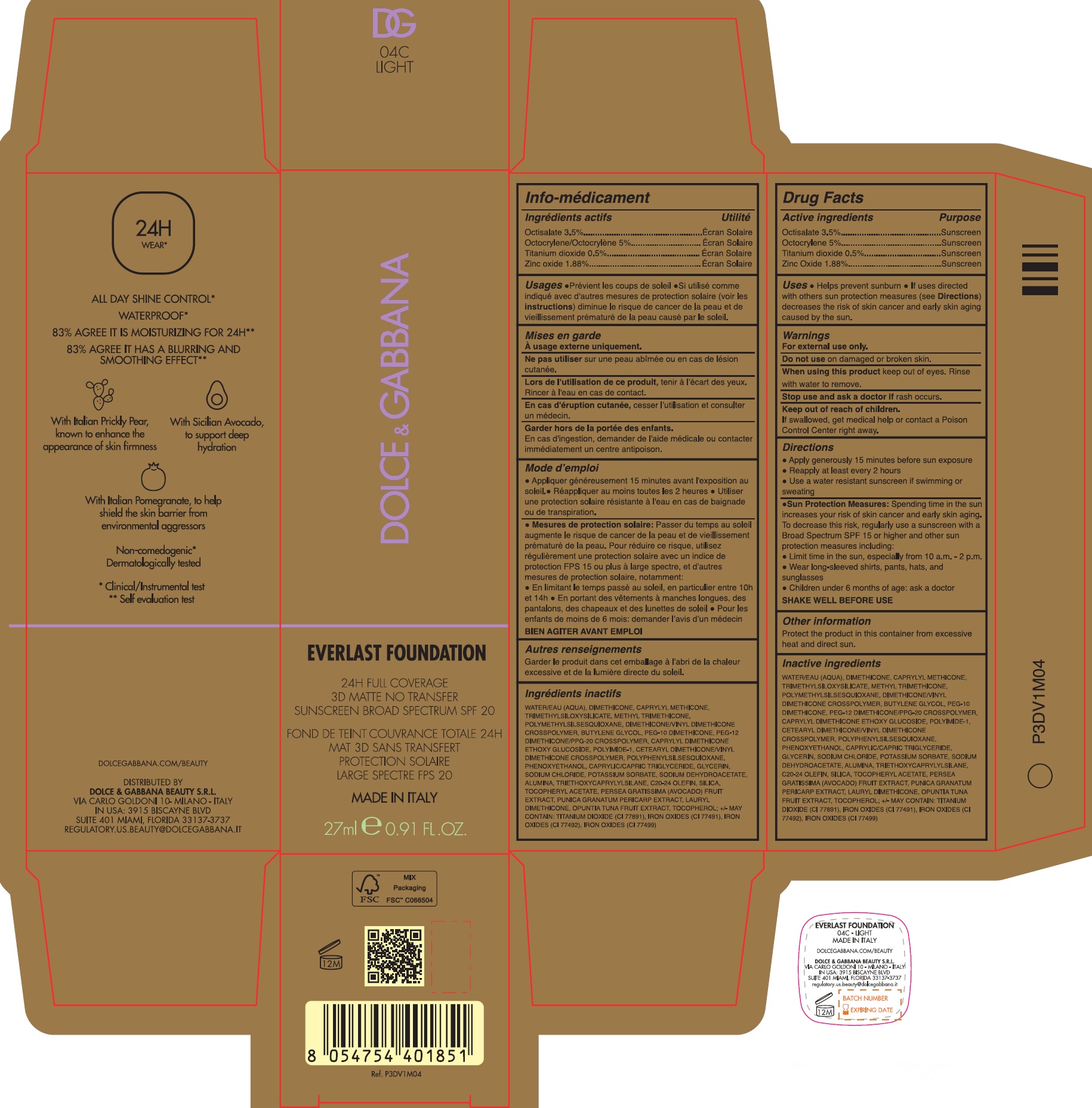 Pill image for Dolce & Gabbana Everlast Foundation Spf 20 - 04c Light