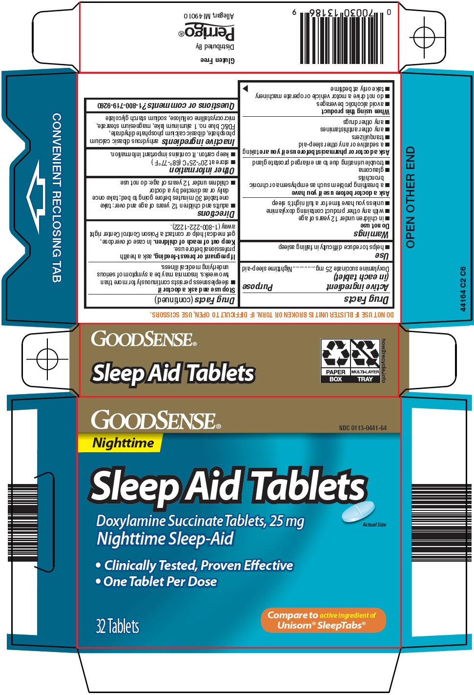 Pill image for Perrigo Sleep Aid Tablets Drug Facts