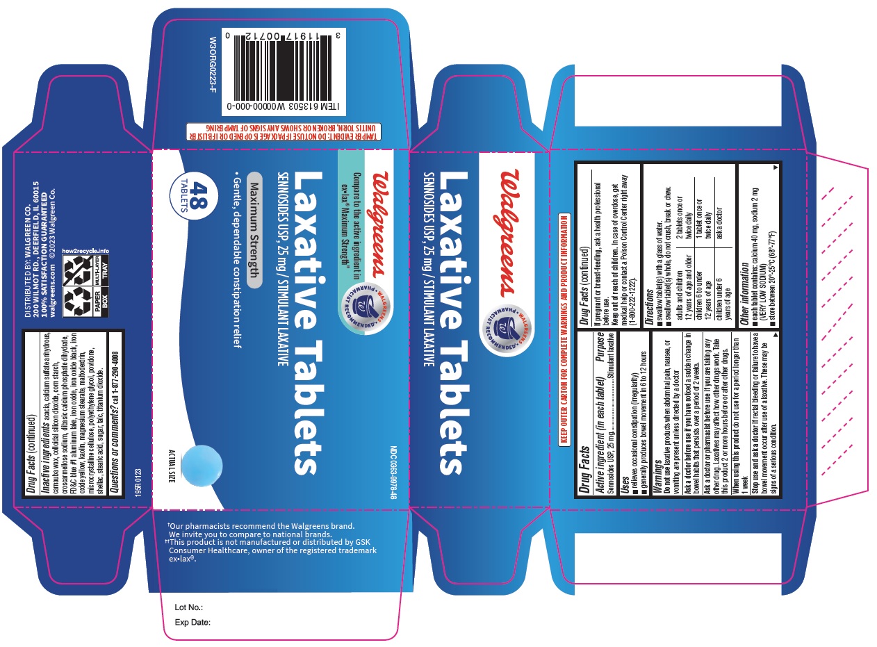 Pill image for 195r 0363 9978 Walgreens Sennosides Usp, 25 Mg Tablets