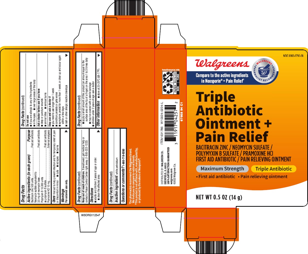 Pill image for Walgreen Co. Triple Antibiotic Ointment + Pain Relief Drug Facts