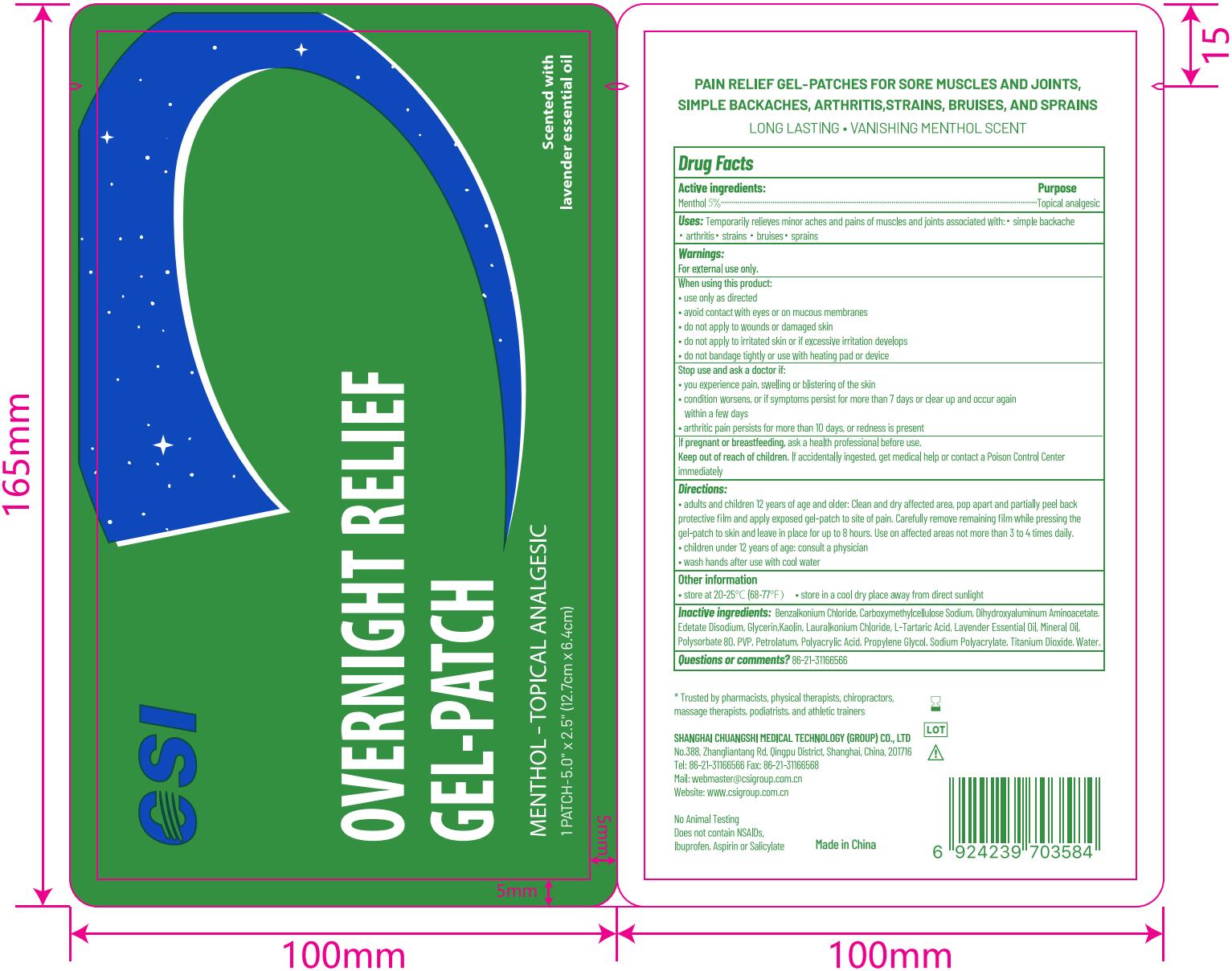 Pill image for Csi Menthol Overnight Relief Gel-patch, 5 Patches
