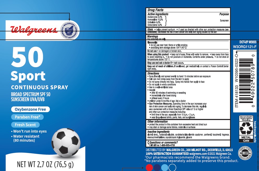 Pill image for Walgreens Spf 50 Sport Continuous Spray