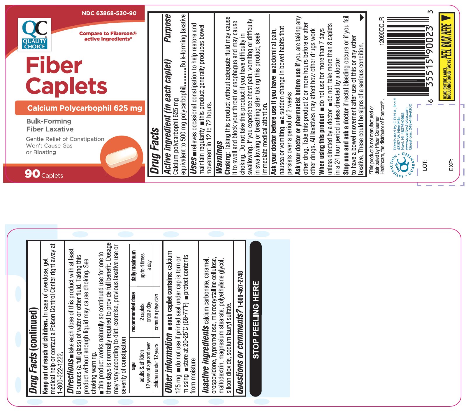 Pill image for Quality Choice Fiber Caplets Calcium Polycarbophil