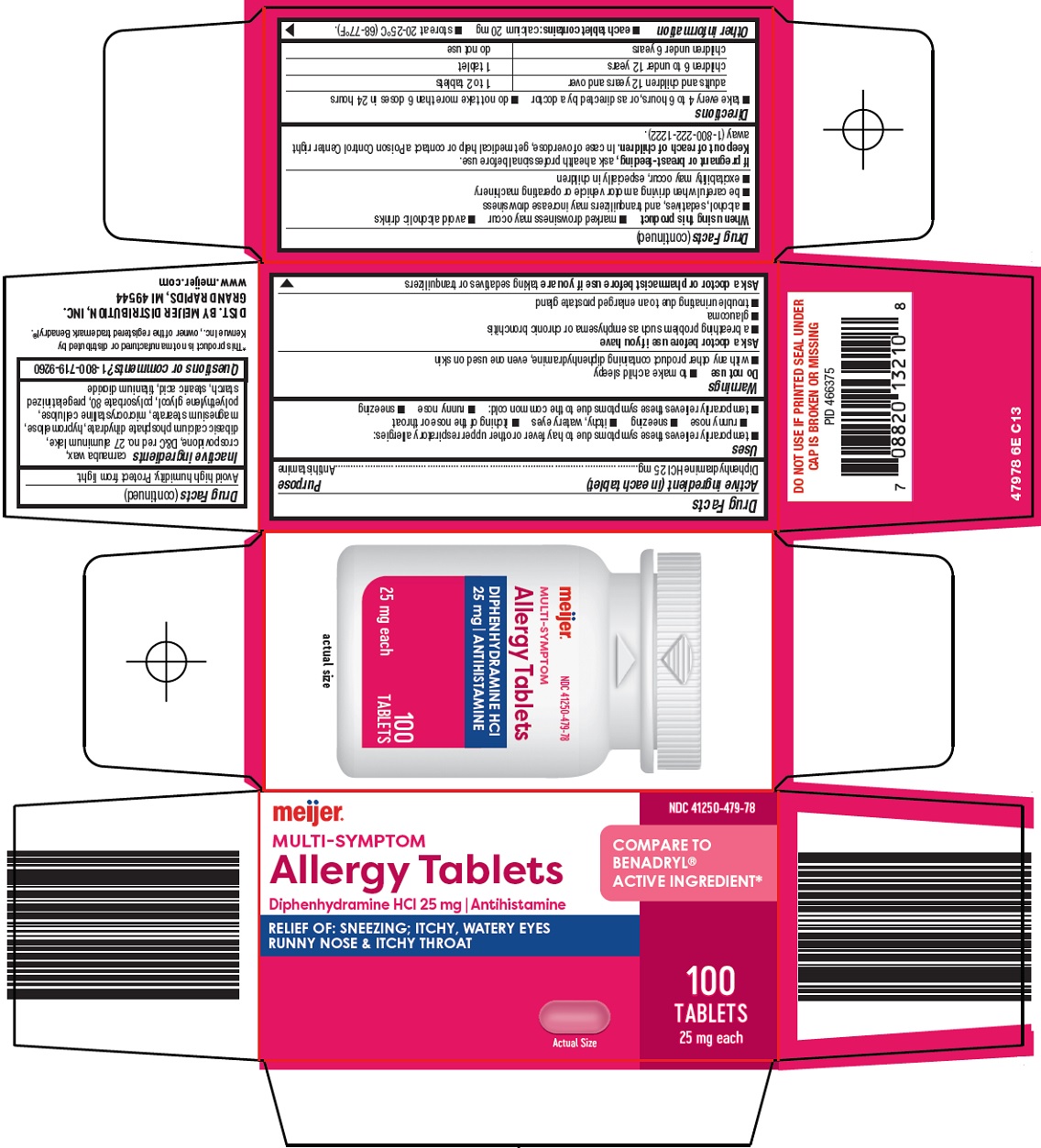 Pill image for Meijer Distribution, Inc. Allergy Tablets Drug Facts