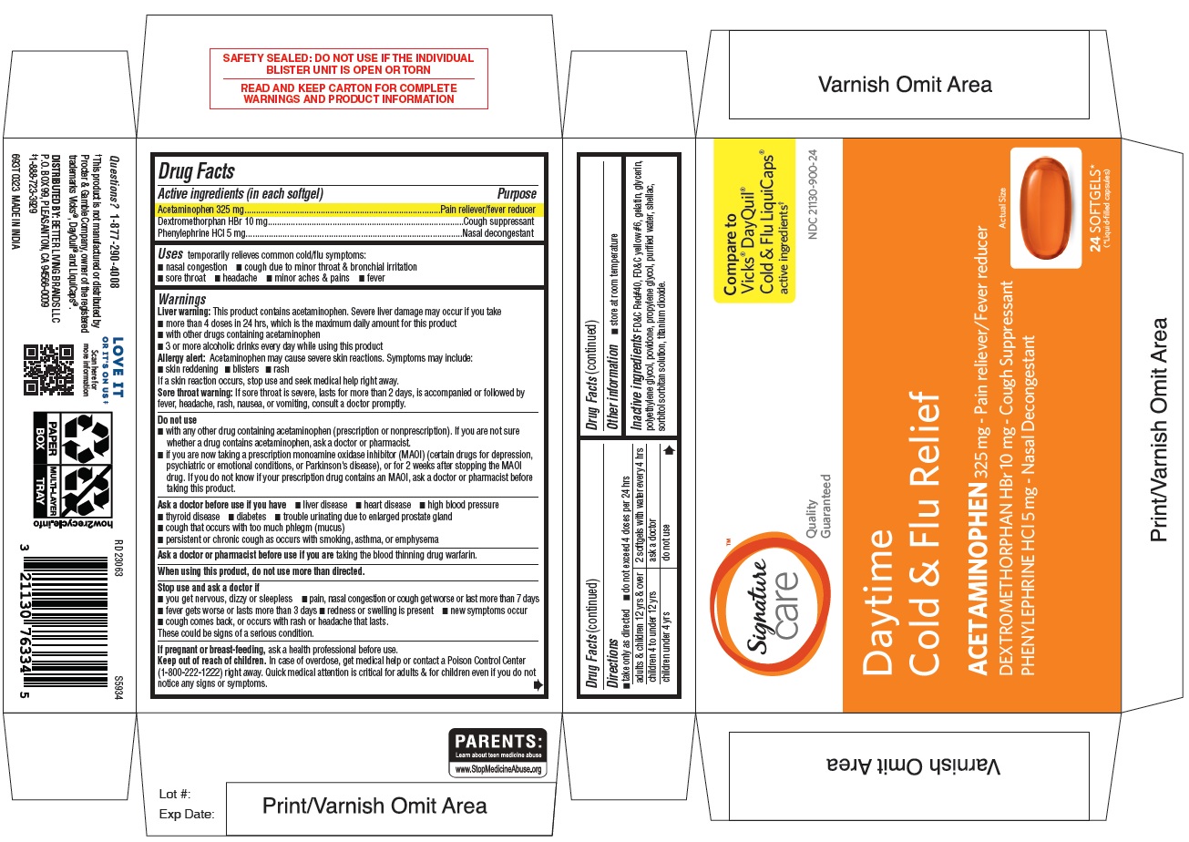 Pill image for 693t Albertsons 21130-900 Acetaminophen, Dextromethorphan Hbr And Phenylephrine Hcl Softgels - Daytime Cold & Flu Softgels