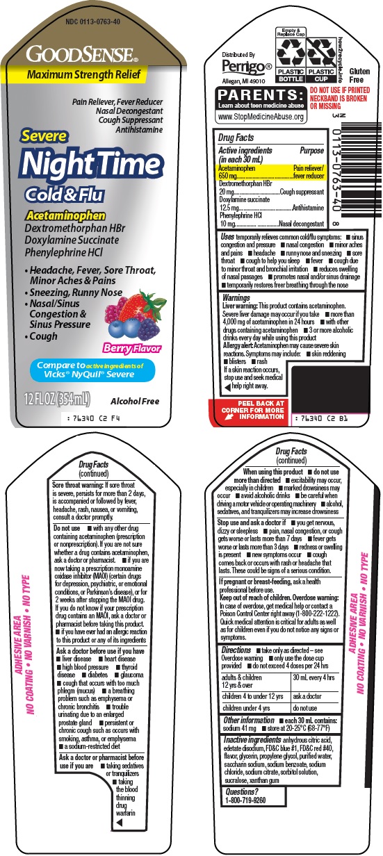 Pill image for Perrigo Severe Nighttime Cold & Flu Drug Facts