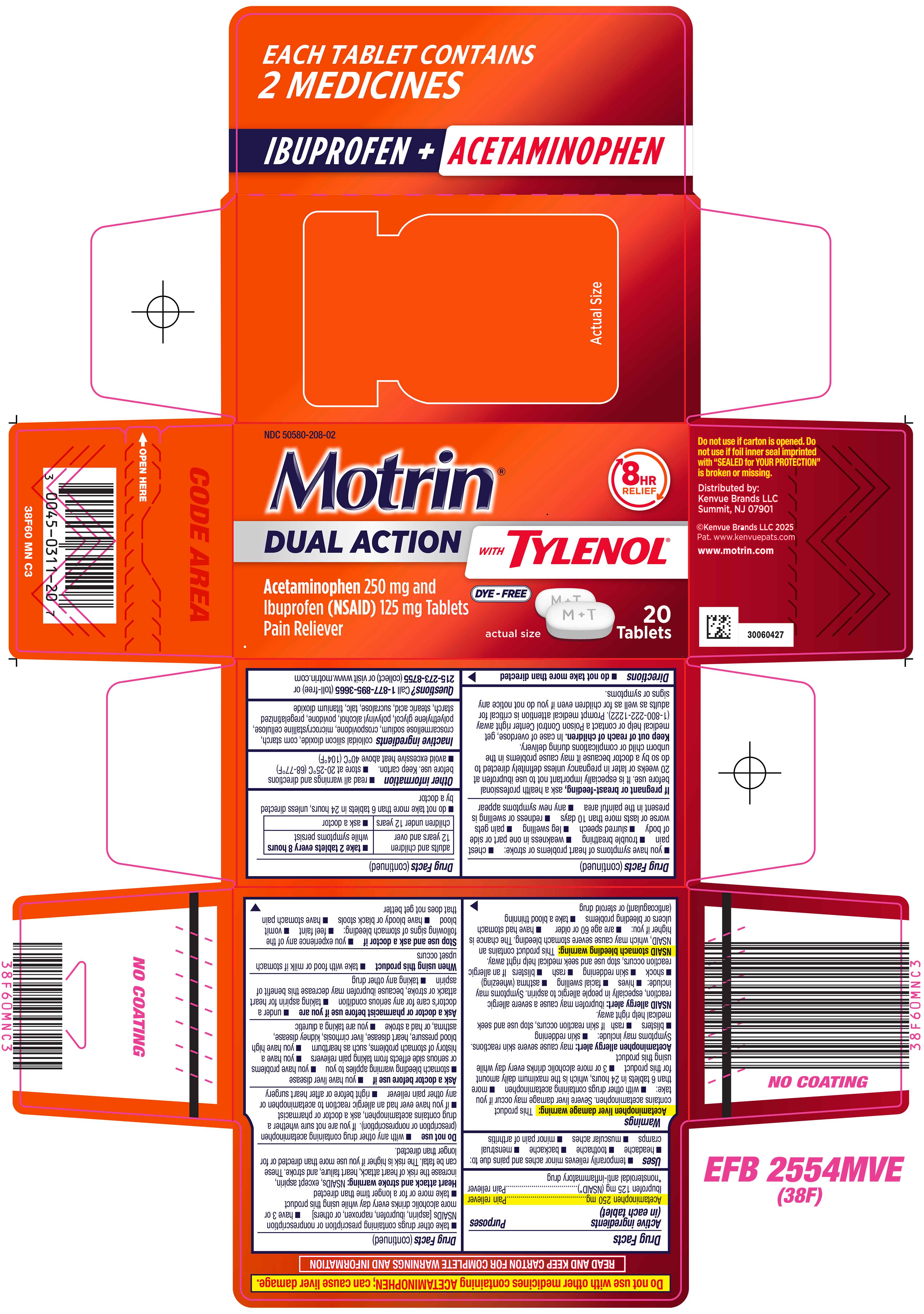 Pill image for Motrin® Dual Action With Tylenol®