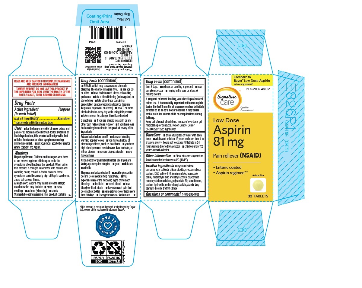 Pill image for 481r_albertson_21130-481_aspirin 81mg Ec Yellow