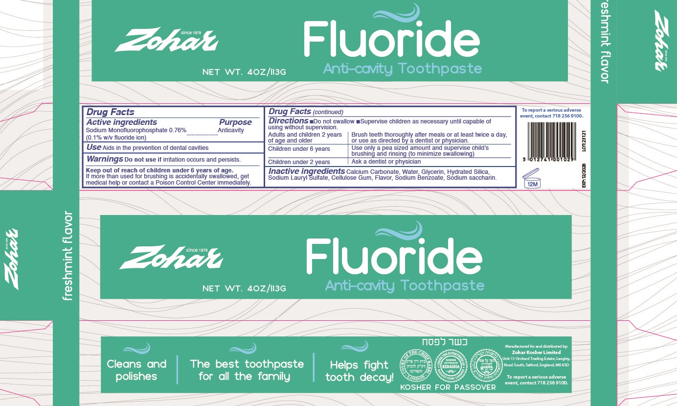 Pill image for zohar fluoride anti-cavity toothpaste fresh mint flavor