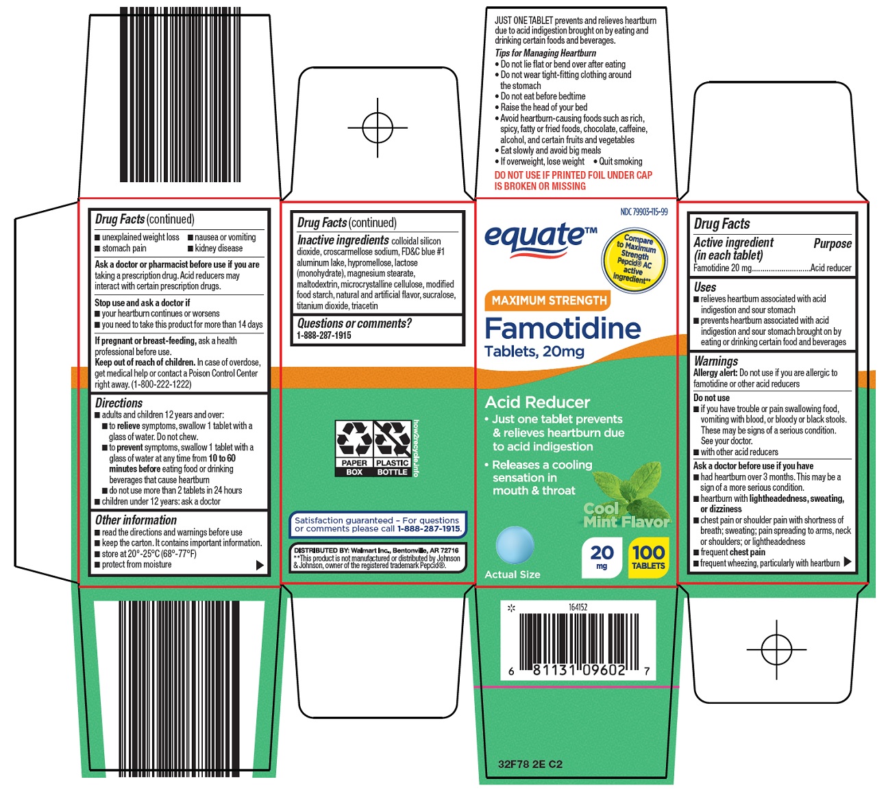 Pill image for Wal-mart Famotidine Tablets, 20 Mg Drug Facts