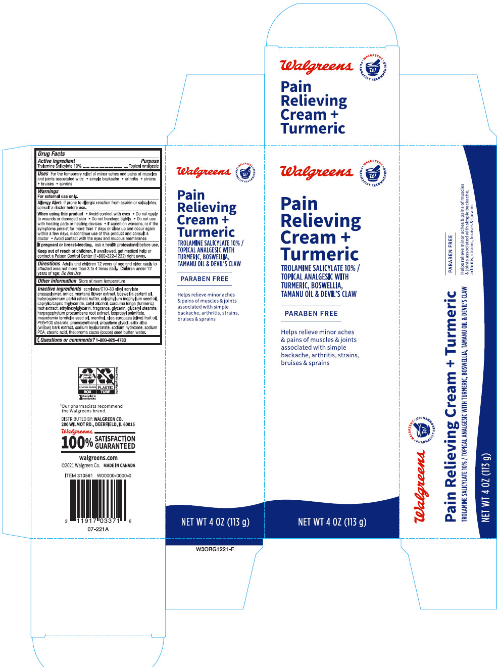 Pill image for Walgreens Pain Relieving Cream + Turmeric