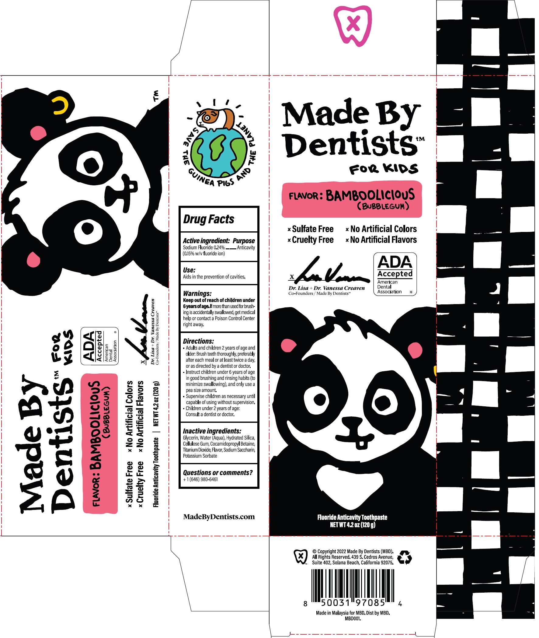 Pill image for Made By Dentists For Kids Fluoride Anticavity Toothpaste, Bamboolicious (bubblegum)
