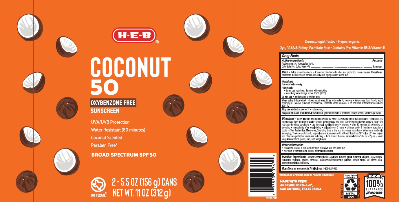 Pill image for H-e-b Solutions Sunscreen Coconut Spf 50 Continuous Spray