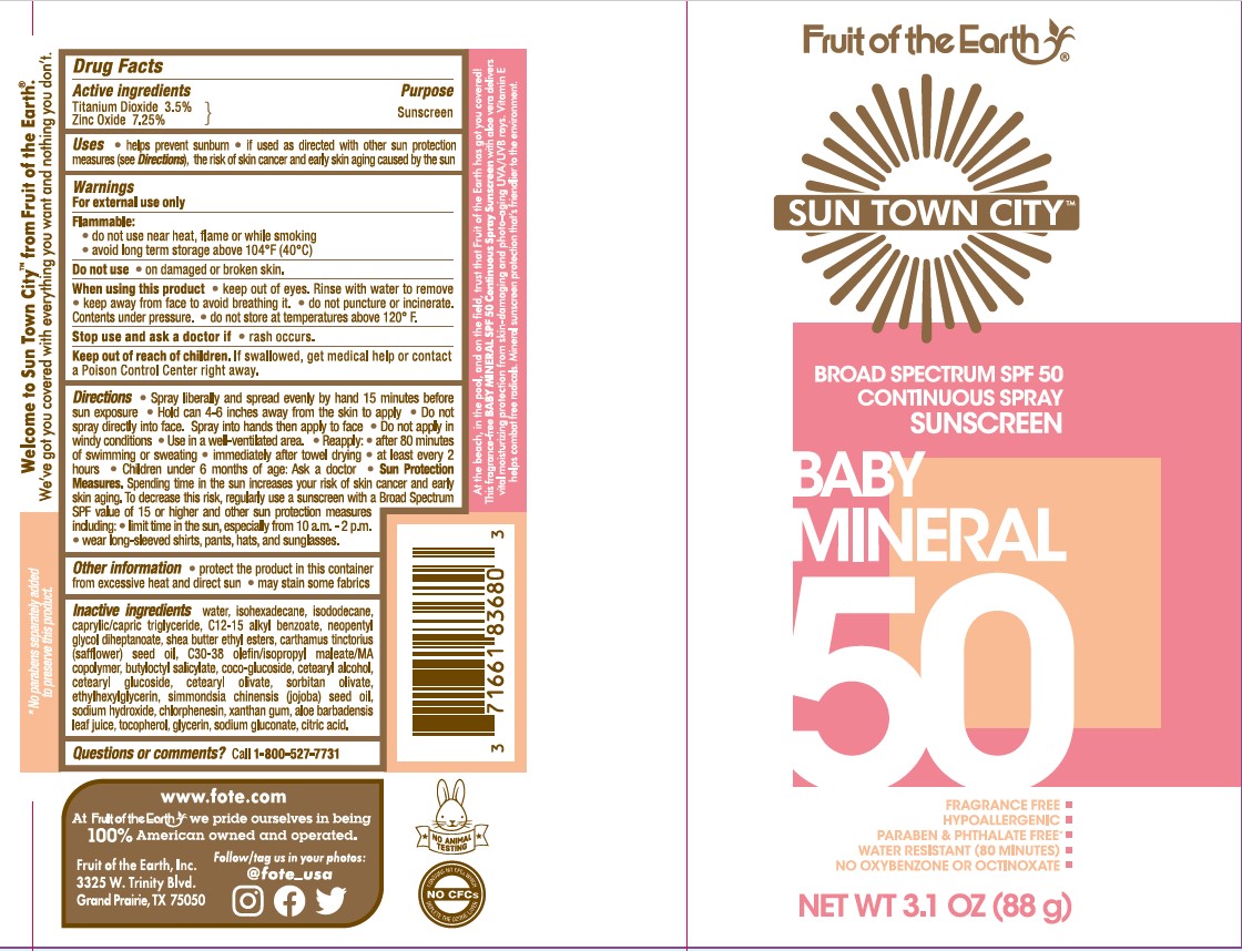 Pill image for Fruit Of The Earth Sun Town City Baby And Kids Mineral Spf 50 Sunscreen Spray