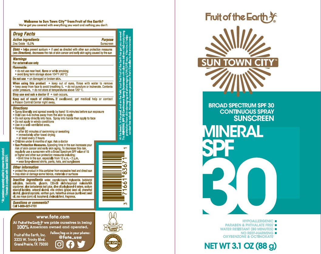 Pill image for Fruit Of The Earth Sun Town City Mineral Spf 30 Sunscreen Spray